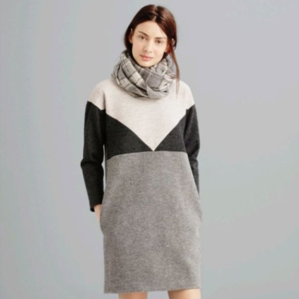 EUC Madewell Geo Tilt Wool Shift Dress L